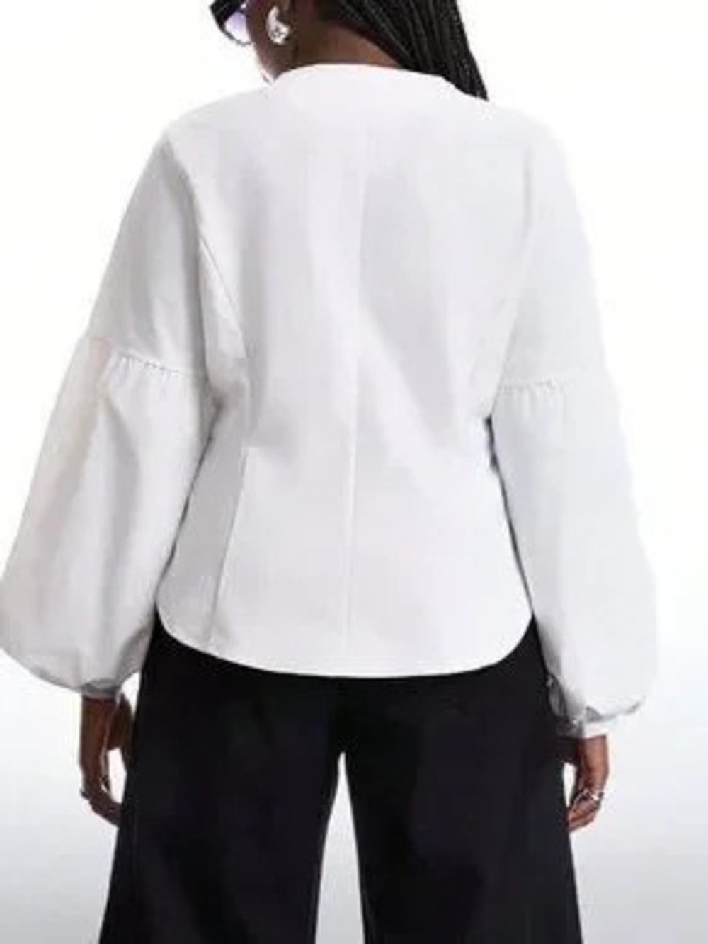 White Casual Women's Silky Cowl Neck Peplum Top